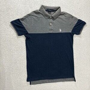 U.S. Polo Assn Men’s Polo Shirt Size Small Gray Navy Colorblock Short Sleeve